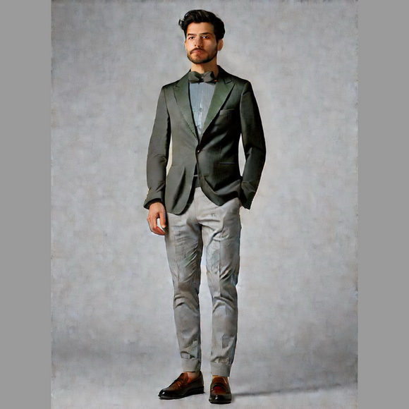 Henry Roulette Black Wool Tailored One Button Blazer